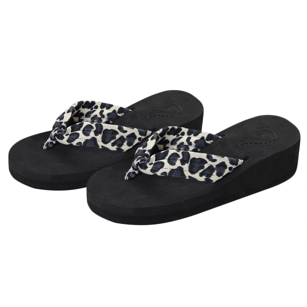 1 Pair Thickend Bottom Flip-flops Summer Ladies Beach Shoes Summer Slipper for Women Ladies Girls (Leopard Black 40 25CM, 8US, 5.5UK, 39EU, 9.825 Inch)