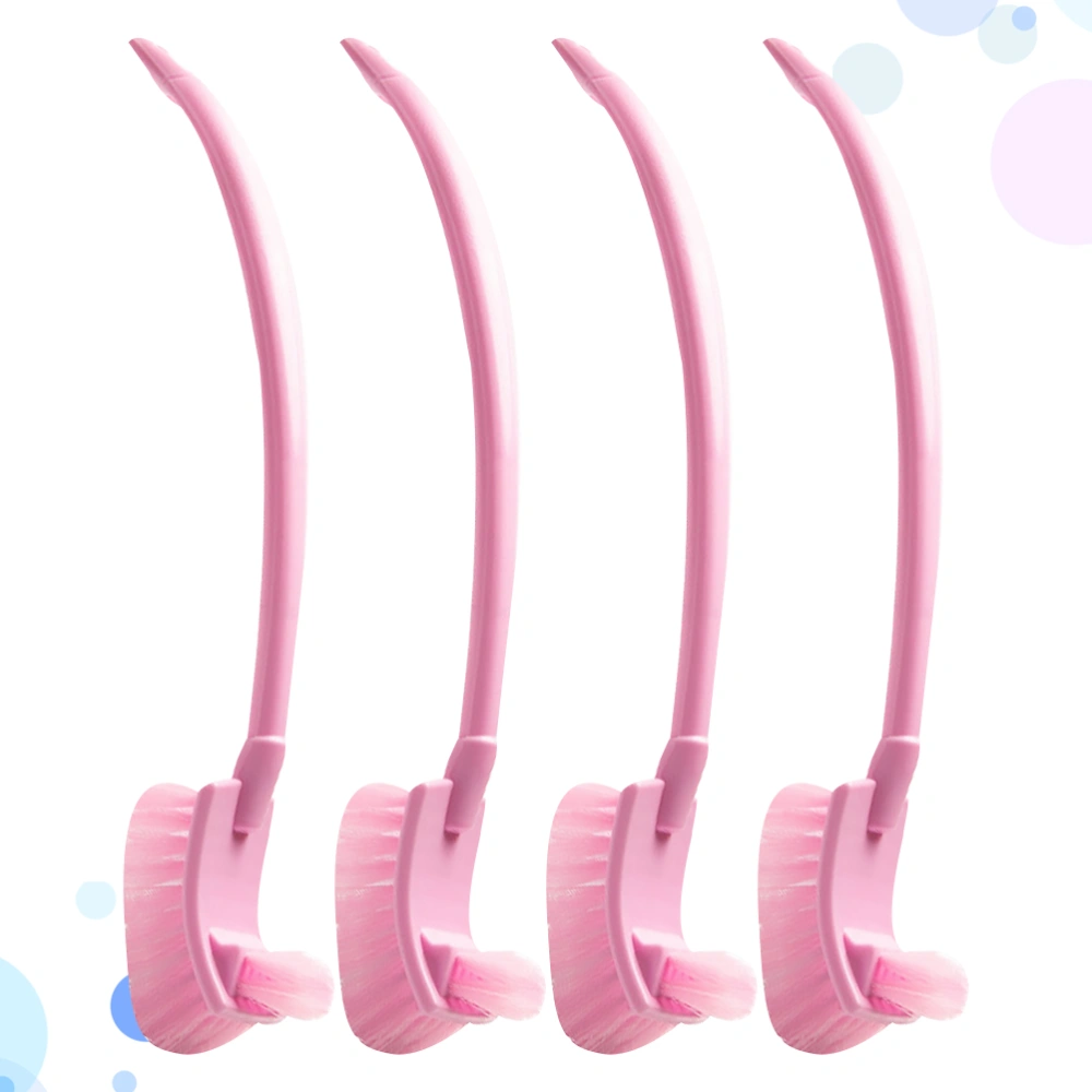 4pcs Long Handle Toilet Brush Toilet Urinal Brush Home Bathroom Hotel Cleaning Accessories for Home Bathroom (Pink)