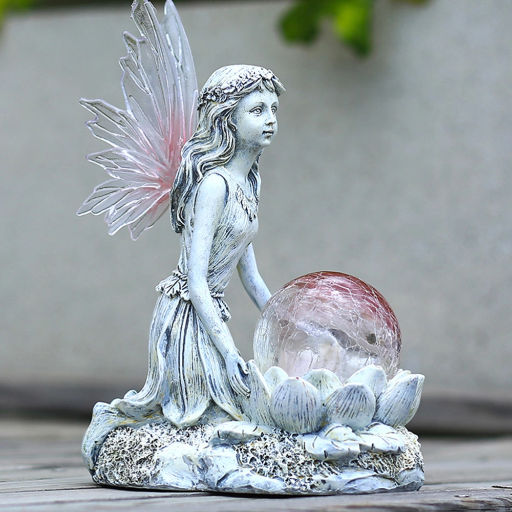 Landscape Adornment Solar Light Angel Girl Shaped Sculpture Resin Artware