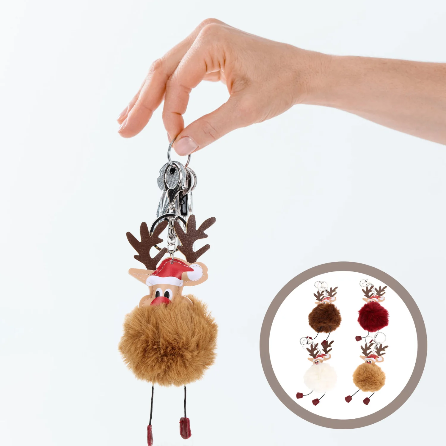 4pcs Plush Keychains Elk Key Pendants Kids Lovely Key Rings Christmas Keychains