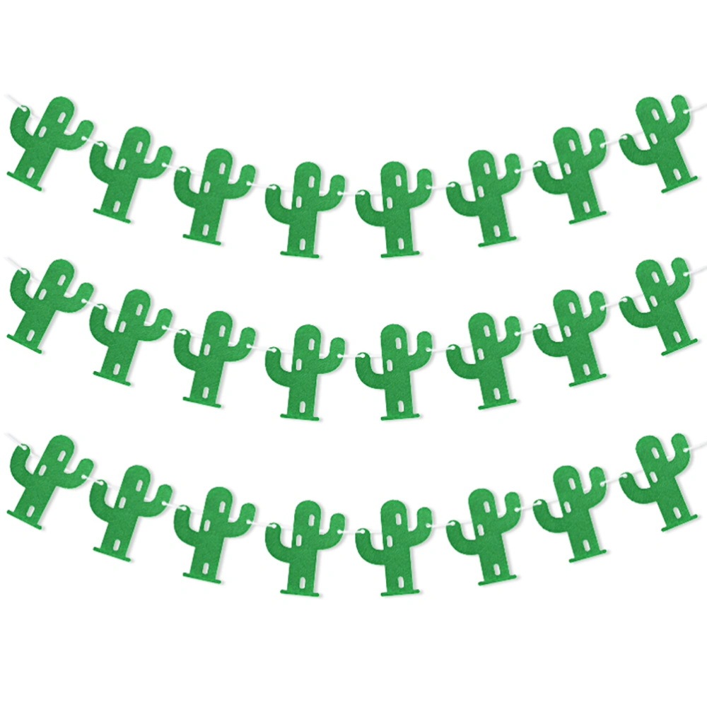 3 Set Party Banner Mexican Carnival Cactus Patterned Bunting Flag Birthday Party Decoration Supplies