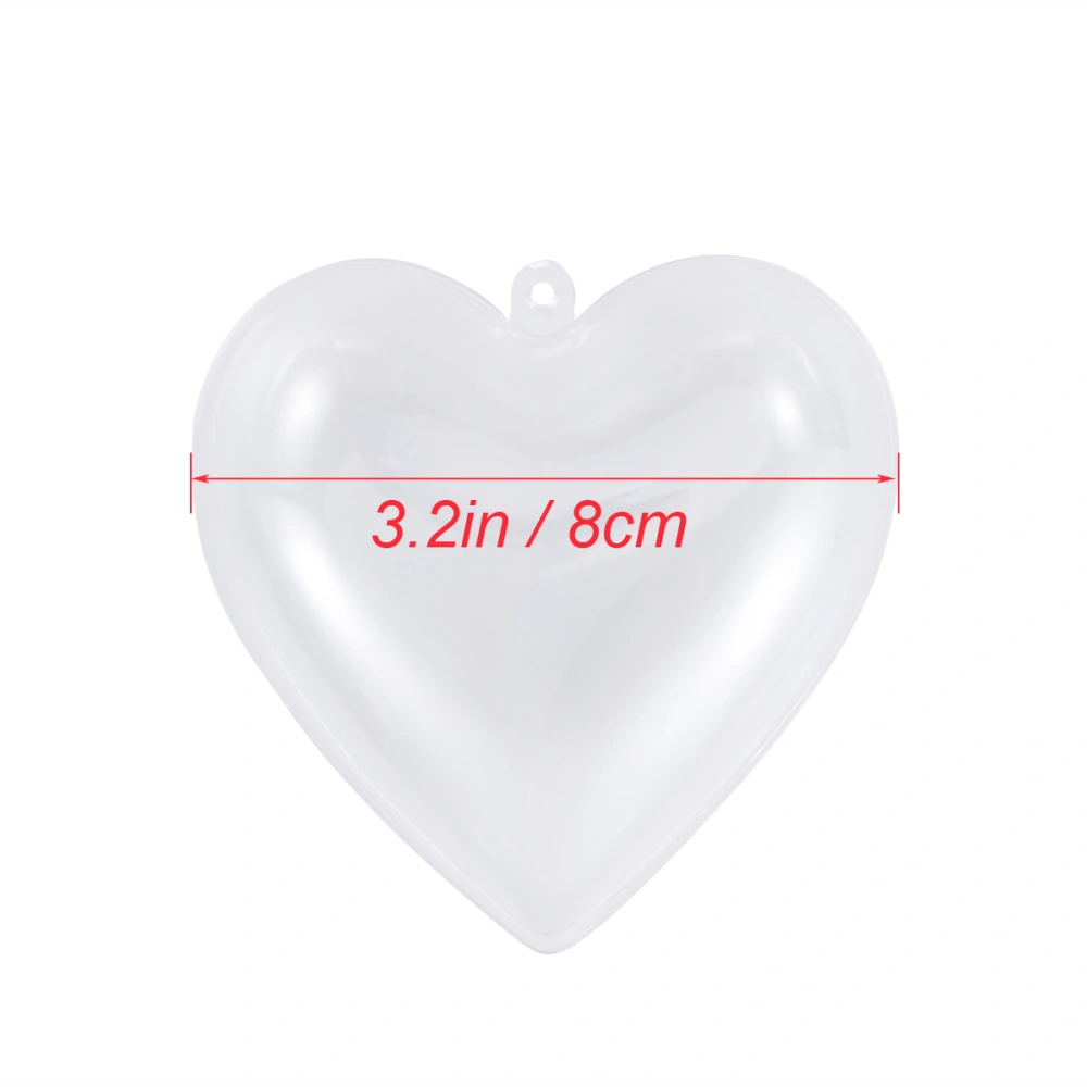 Plastic Clear Transparent Love Heart Shape Christmas Tree Pendant Ornaments Xmas Hanging Decoration Candy Crafts Gifts Box Holder Party Wedding Decor 8cm