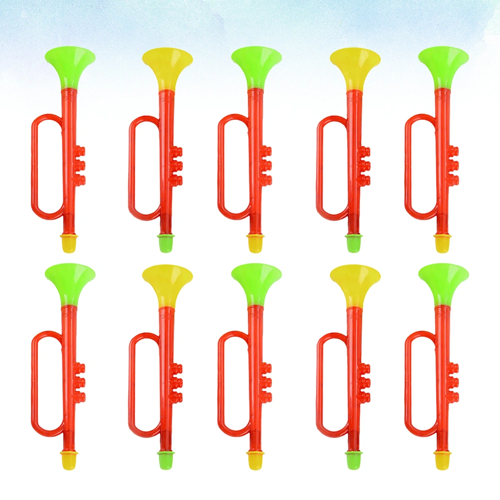 10pcs Kids Trumpet Toys Plastic Trumpet Toy Funny Noise Making Tools Cheering Prop (Random Color)