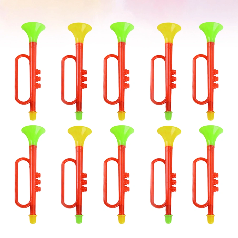 10pcs Kids Trumpet Toys Plastic Trumpet Toy Funny Noise Making Tools Cheering Prop (Random Color)