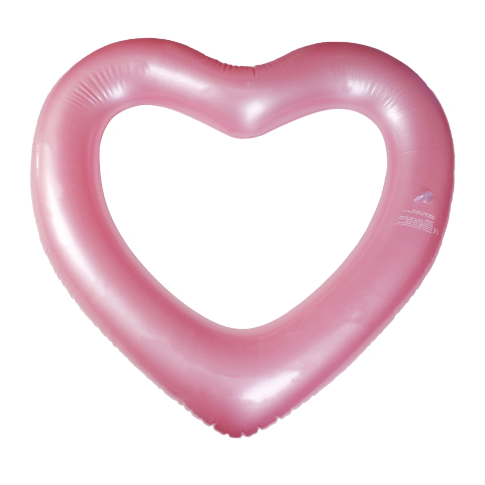 Heart Shaped Swim Ring Inflatable Swimming Ring Summer Swimming Pool Toy (Rose Gold 120x90cm)