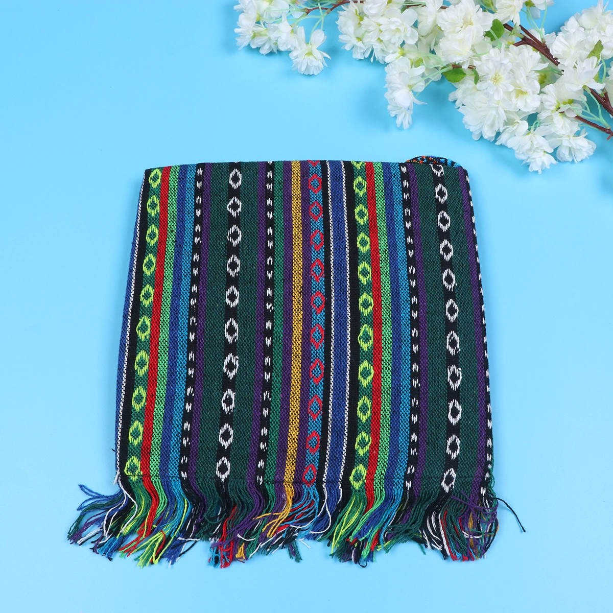 Creative Cultural Shoulder Bag Embroidery Blue Camellia Bag Gift Tassel Bead Design Crossbody Pouch