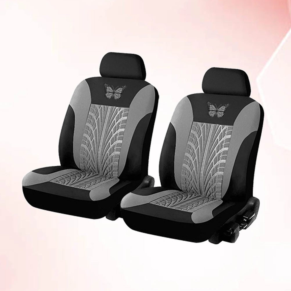 2pcs Car Seat Covers Universal Pattern Auto Seat Cushion Wear Resistant Car Seat Protector Backrest Car Accessory (Grey)