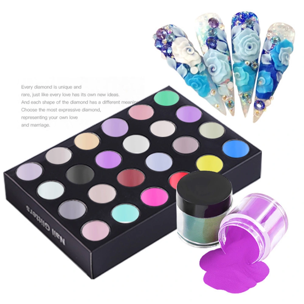 24 Colors Nail Art Acrylic Powder Creative Shiny Colorful Crystal Nail Powder Dectoration DIY Nail Powder for Women Girls