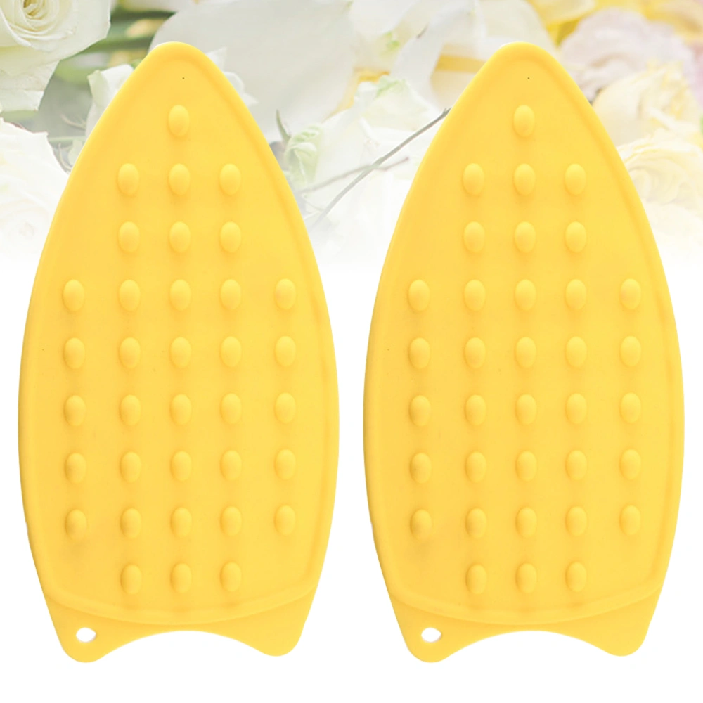 2pcs Thicken Silicone Iron Hot Protection Rest Pad Mat Waterproof Surface Iron Stand Mat Antiskid Ironing Pad Insulation Boards (Yellow)