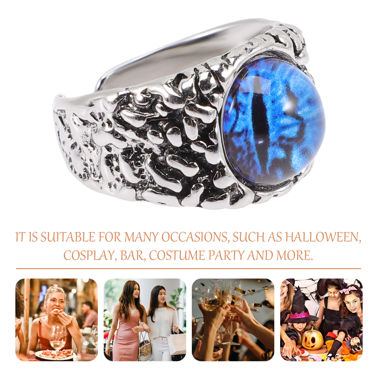 Evil Eye Ring Fashion Alloy Ring Adjustable Open Ring Women Men Finger Jewelry Gift