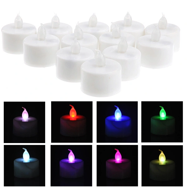 Romantic 7-Color Changing Electronic LED Candle Light - 12 pcs/set 