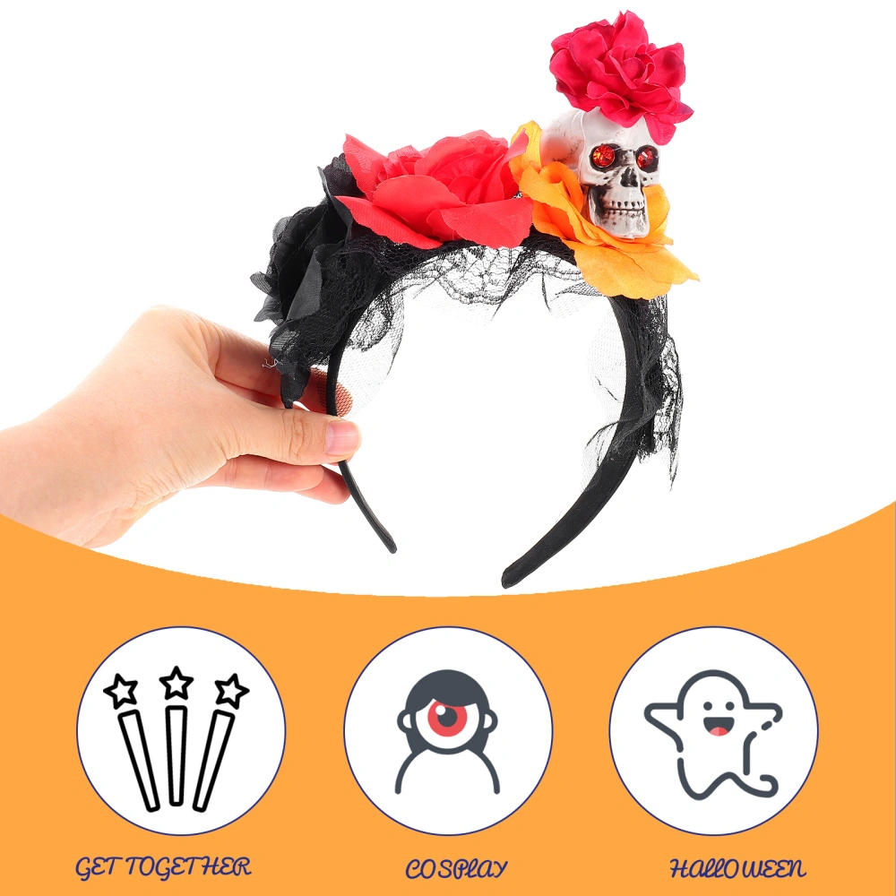 Halloween Rose Skull Headband Party Headband Halloween Cosplay Hair Accessory