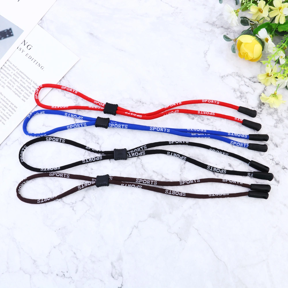 4pcs Outdoor Sports Glasses Rope Adjustable Eye Glasses Rope Portable Non-slip Eyewear Strap for Daily Use (Red, Blue, Black, Brown)