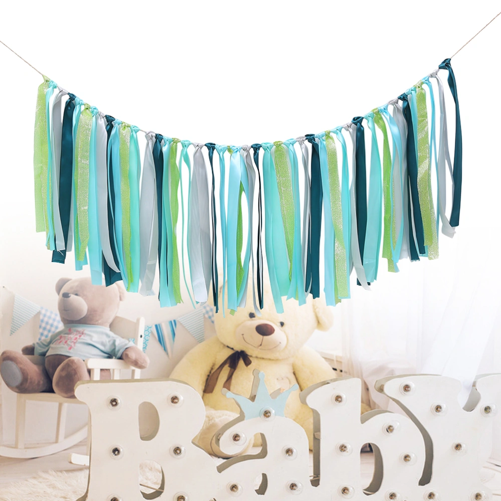 2M Lace Ribbon Tassel Garland Birthday Baby Shower Party Bunting Banner Hanging Decoration (Green)