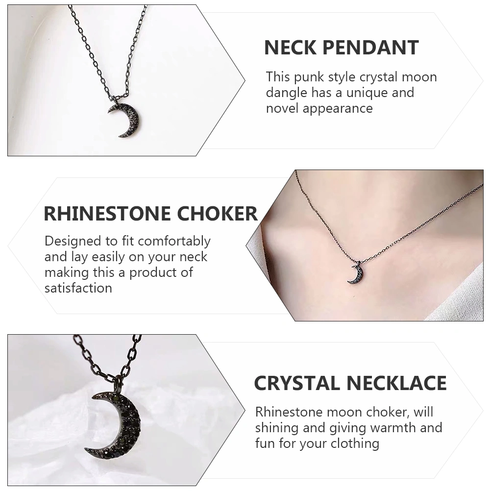 Silver Necklace Clavicle Chain Crystal Moon Neck Chain Rhinestone Clavicle Chain