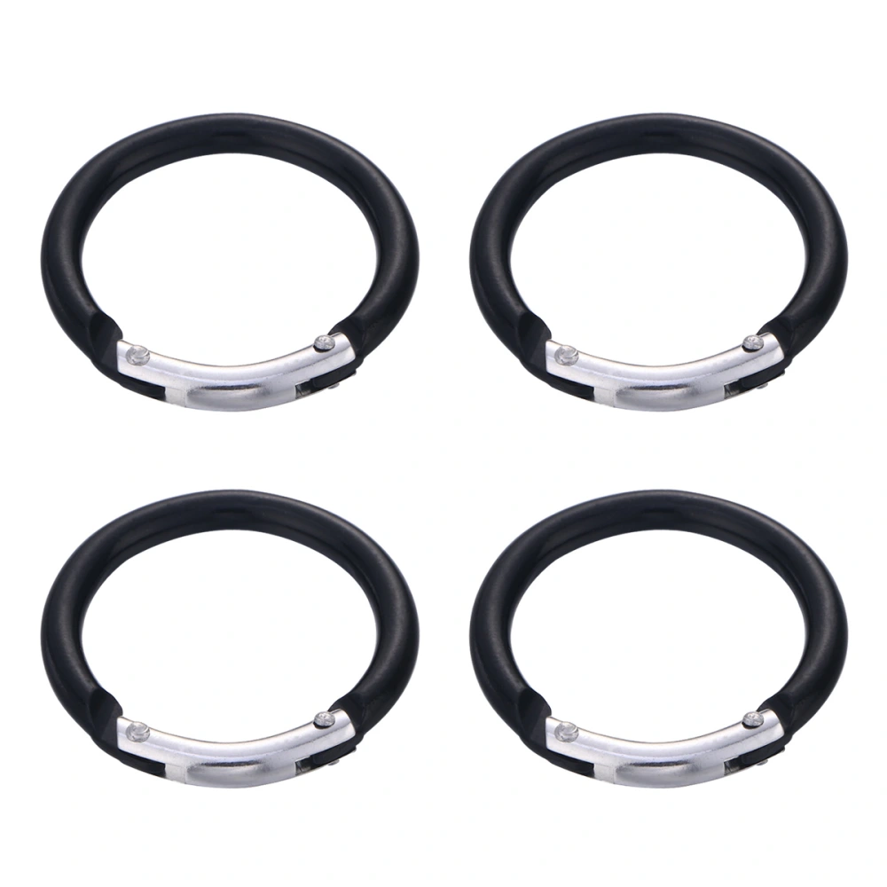 4pcs Portable Cylindrical Mini Aluminum Carabiner Hook Key Holder (Black)