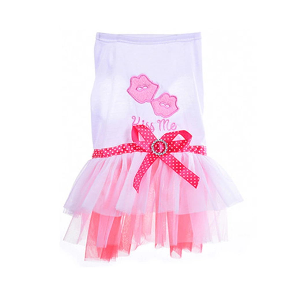 Pet Dog Tulle Tutu Dress Skirt Pet Summer Spring Lace Skirt Clothing Size S (Pink)