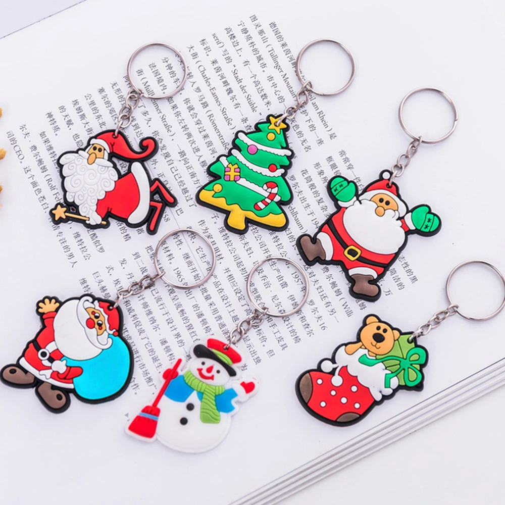 18pcs Creative Christmas Keychains Key Rings Cartoon Xmas Keychain Pendants