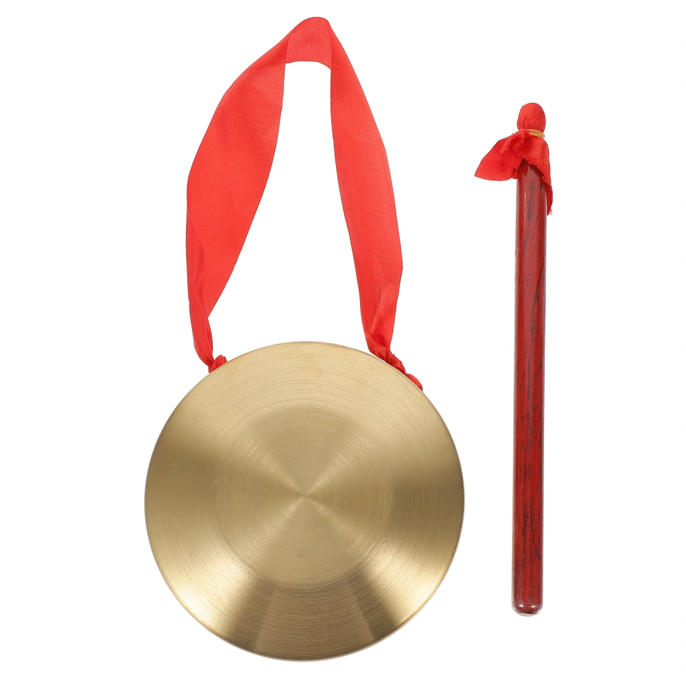 1 Set Traditional Percussion Instrument Chinese Gong Hand Gong with Hammer (Golden)