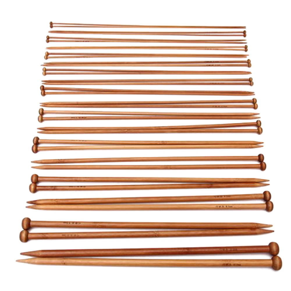 36pcs Bamboo Knitting Needles Set Carbonized Single-ended Crochet Needles from 2.0mm to 10mm