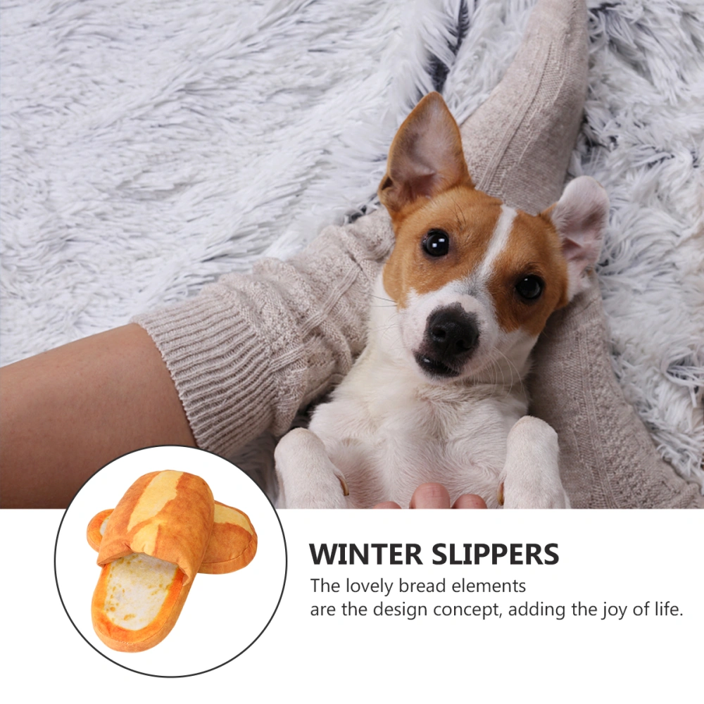 1 Pair Winter Slippers Non-slip Slippers Bread Slippers Sponge Shoes for Home