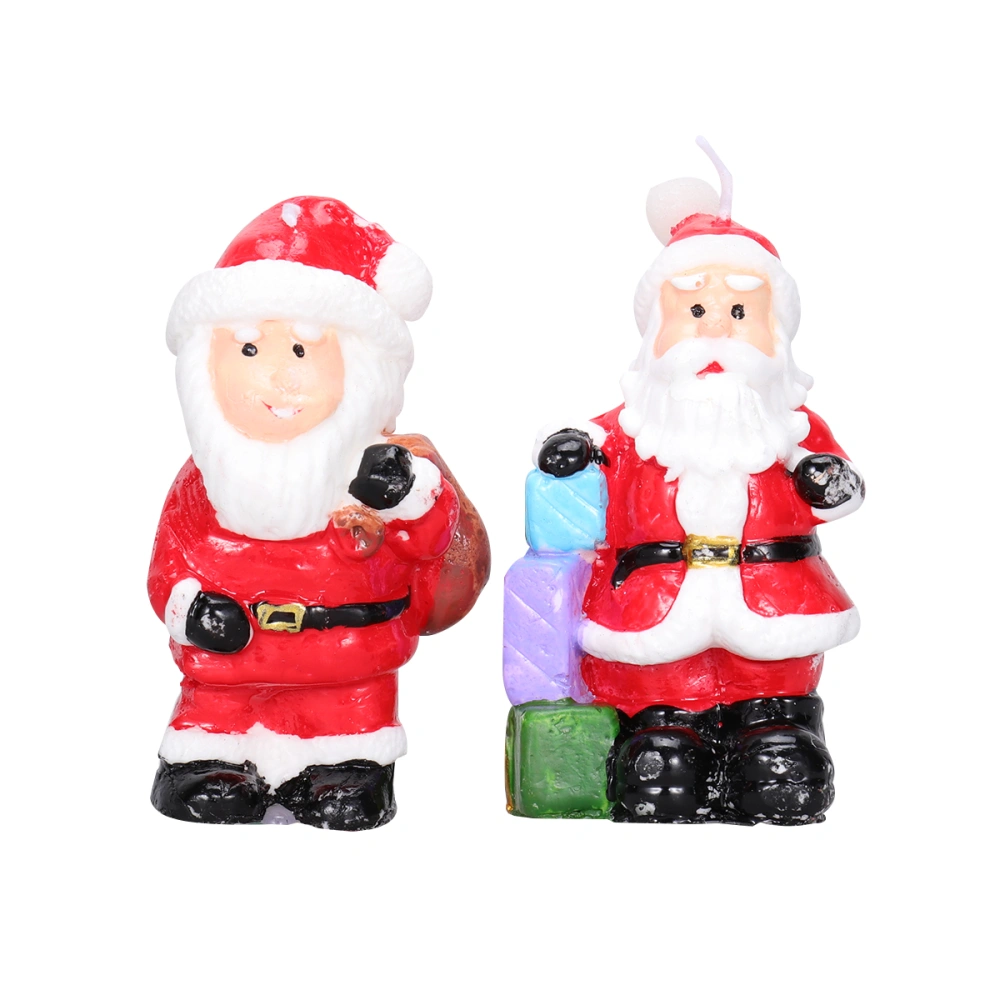 2pcs Christmas Candles Santa Shape Candle Desktop Decoration Party Candles Creative Gift Decor (Random Pattern)