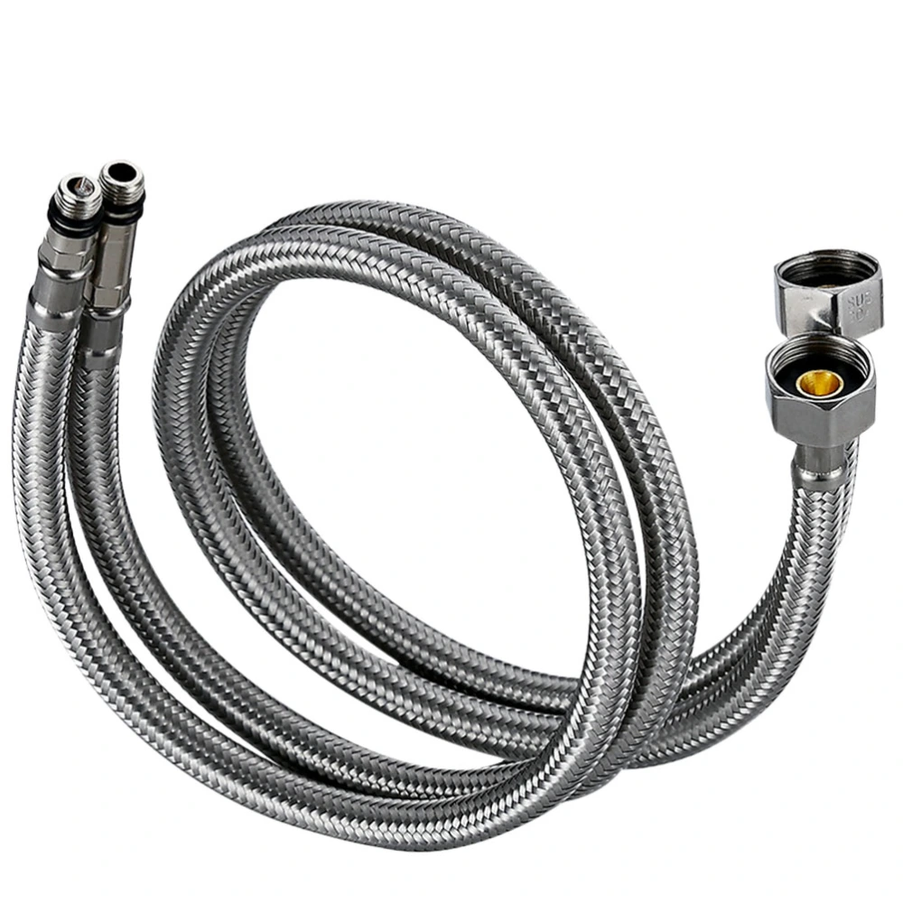 2Pcs 80cm 304 Stainless Steel Shower Hose Faucet Water Inlet Tube Basin Tap Hose Silver