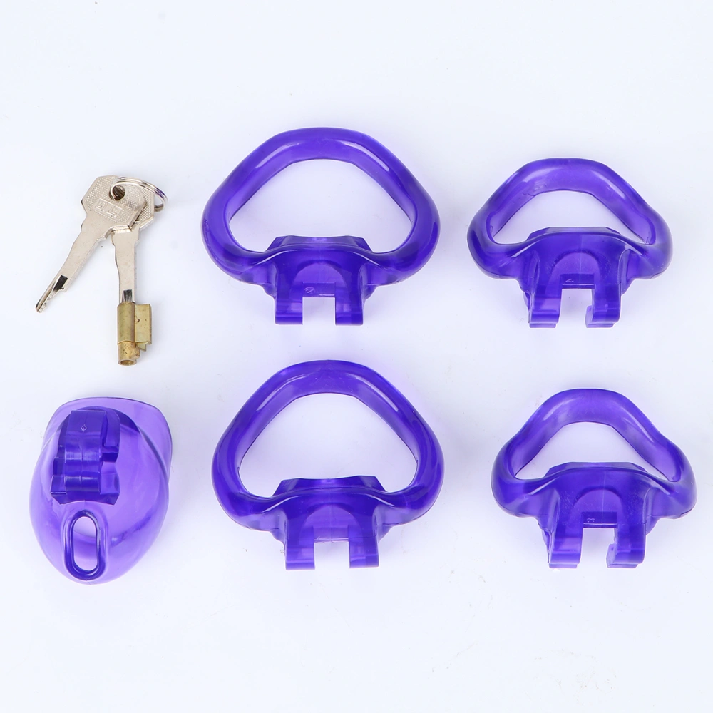 1PC Resin Adults Chastity Device Natural Resin Cage Male Penis Rings Practical Virginity Lock Adult Game Sex Toy for Men Male Use (Purple)