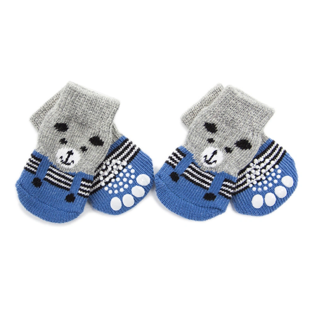 Pet Dog Puppy Non-slip Socks with Animal and Size M