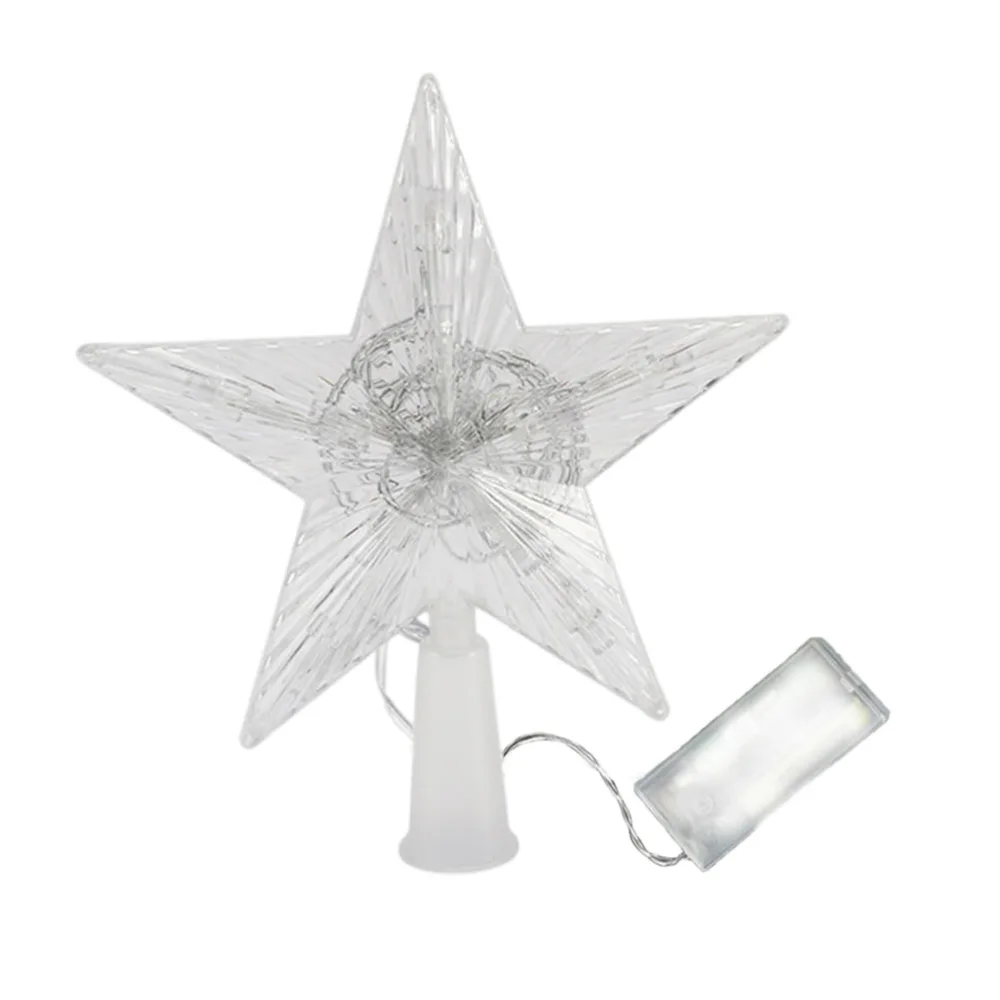 1Pc Christmas Tree Topper Pentastar Treetop Light Decoration (Warm White Light)