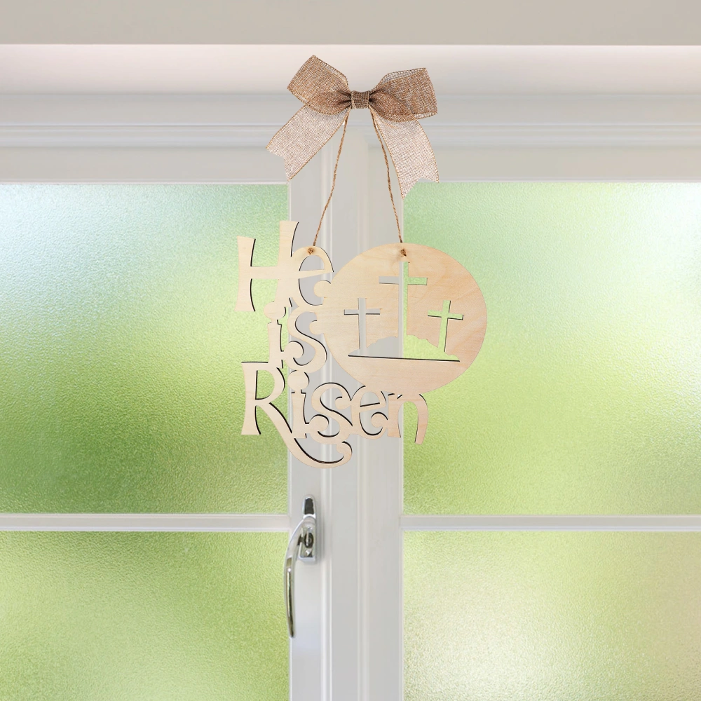 He Is Risen Door Hanger Easter Wooden Door Sign Easter Religious Pendant