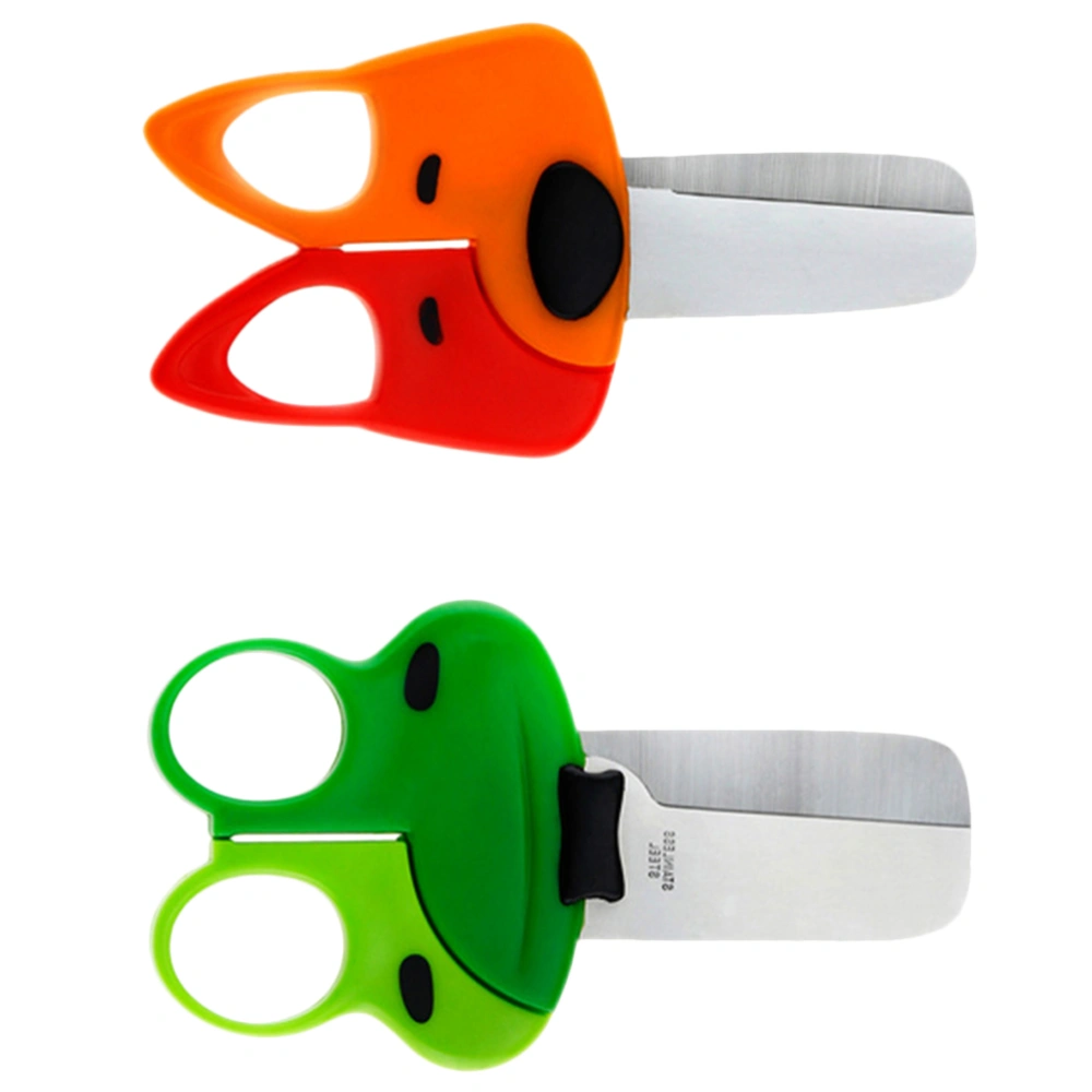 2PCS Creative Animal Design Kids Scissors Student Paper Cutting DIY Stainless Steel Small Scissors (Random Style)