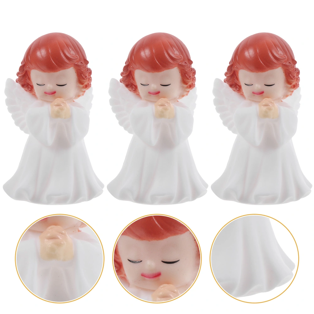 3 Pcs Angels Figurines Vinyl Sculpture Cake Decoration Desktop Car Ornament (Girl)