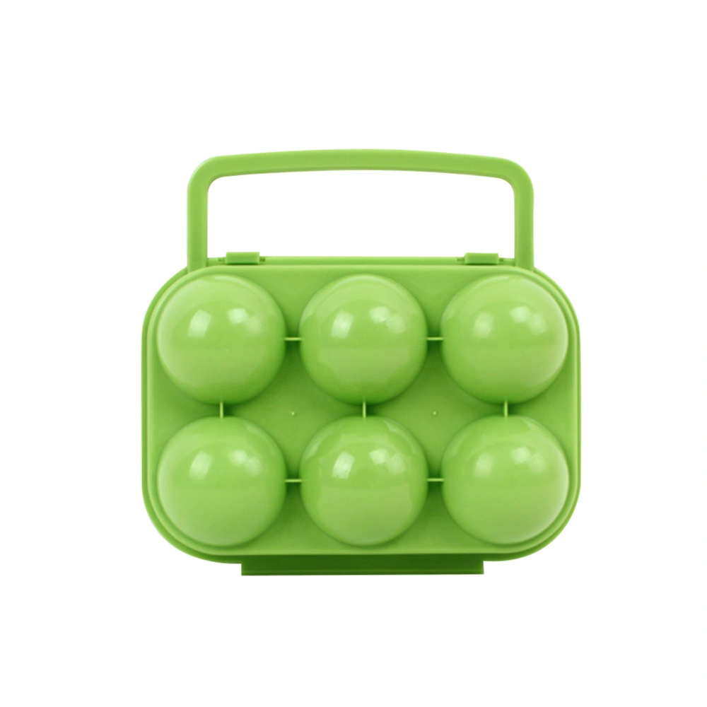 Portable Folding Handle Egg Carrier Holder Storage Box 6 Eggs Cases Container For Kitchen Outdoor (Green)