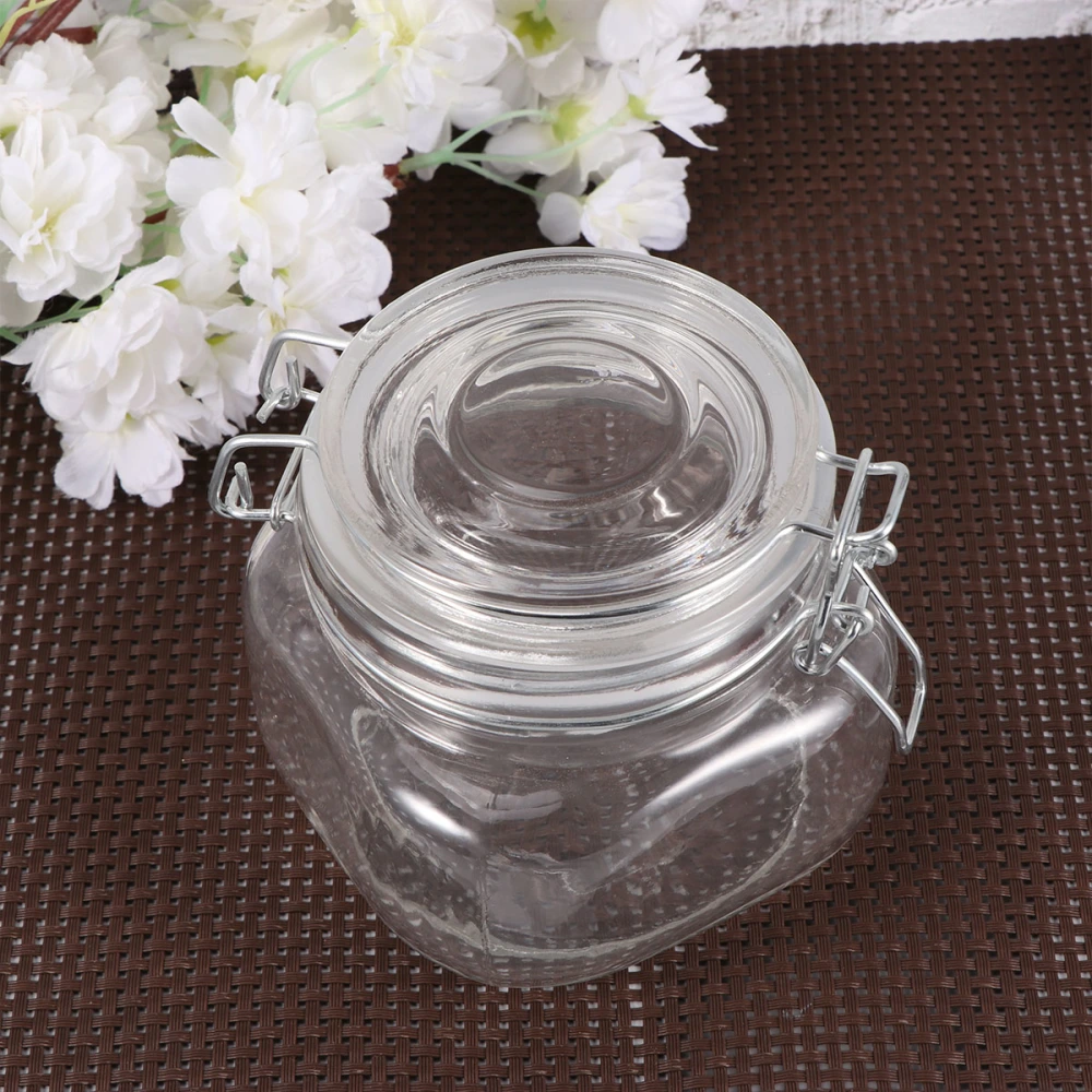 Snack Storage Cans Food Sealed Storage Container Glass Empty Storage Jar Sealed Snap Grain Canister for Snack Dried Fruit (500mL)