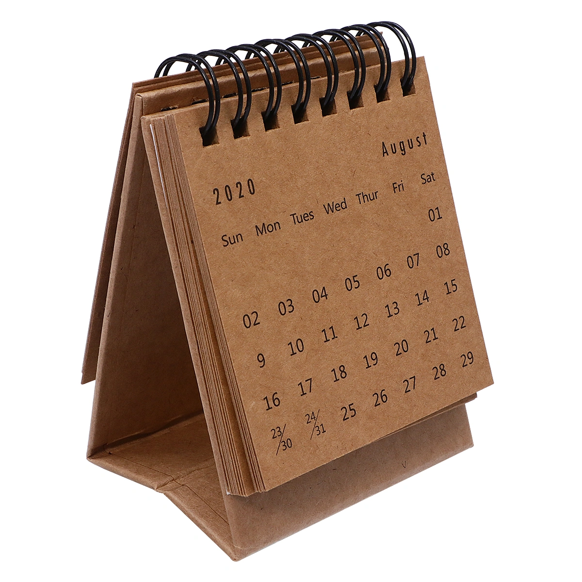 Mini 2021 Desktop Calendar Foldable Coil Calendar Home Office School Desk Decoration Memo Gifts (Kraft Paper Color)