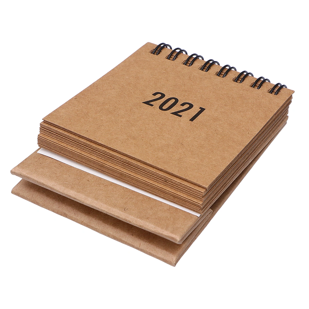 Mini 2021 Desktop Calendar Foldable Coil Calendar Home Office School Desk Decoration Memo Gifts (Kraft Paper Color)