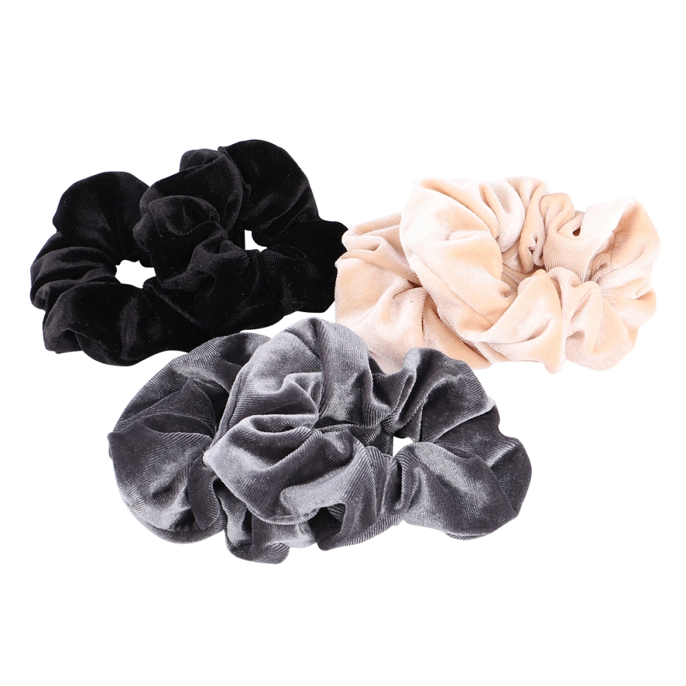 6pcs Elastic Hair Ring Creative Hair Bands Hair Rope Hair Tie Ponytail Holders Hair Accessories for Women Girls (Black + Beige + Grey)