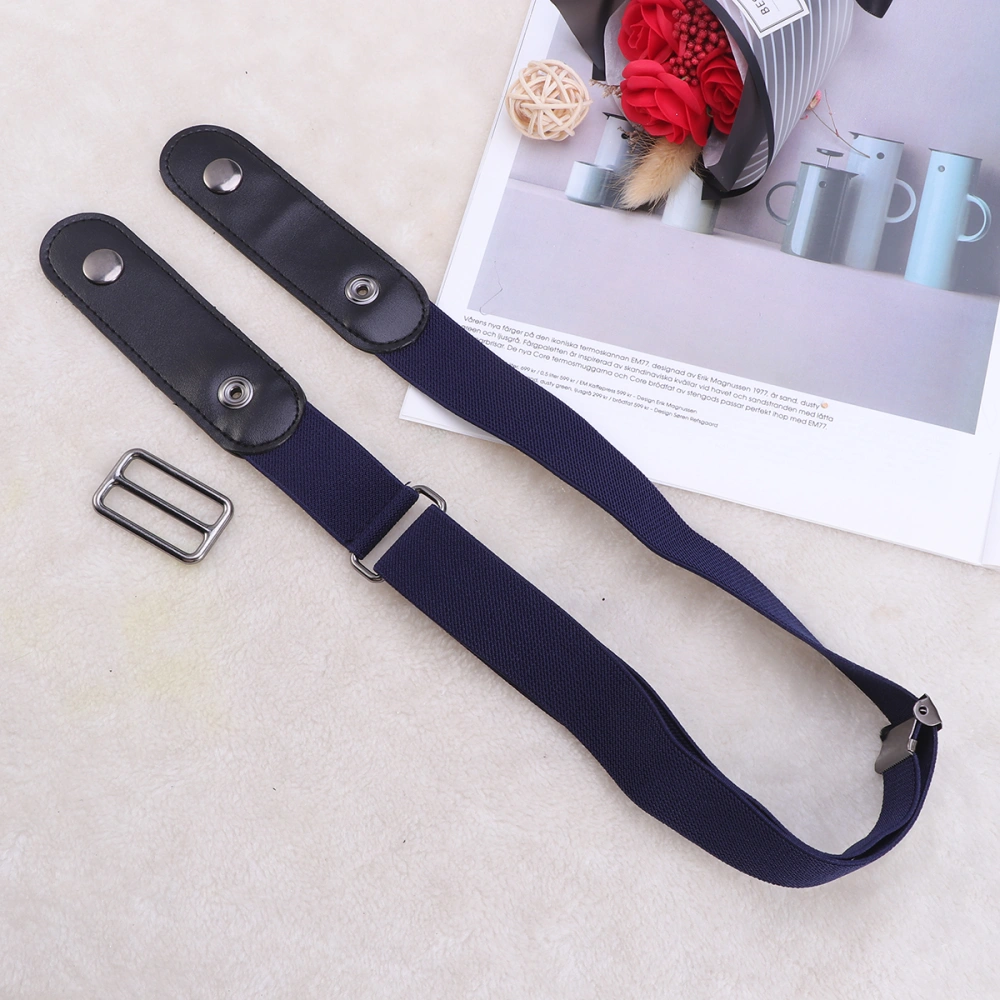 Unisex Leather Slim Stretch Invisible Belt Jeans Simple Lazy Belt Buckle Free Stretch Belt Plus Size No Buckle Show Invisible Belt for Jeans Pants Dresses Size 115CM (Dark Blue)