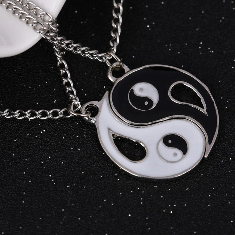 3Pairs Best Friend Necklace Chinese Style Bagua Tai Chi Ying Yang Pendant Necklace Present for Friends Couple