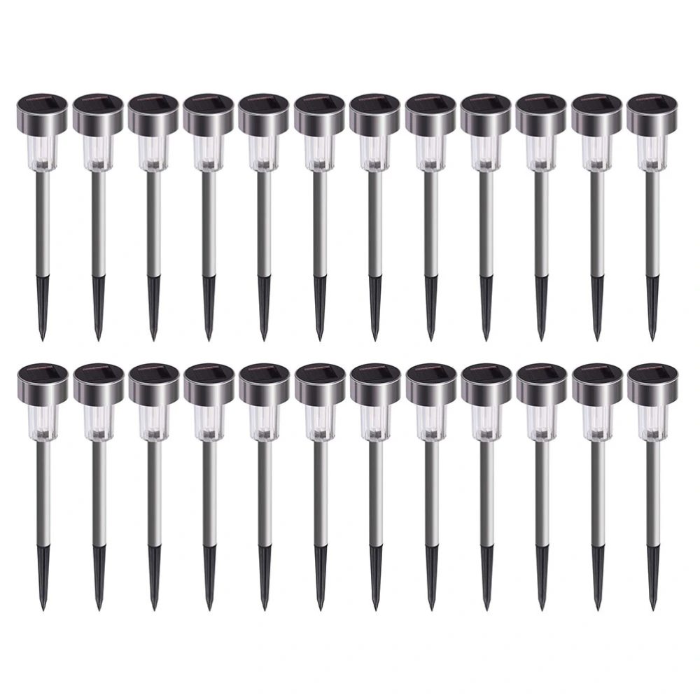 24pcs Mini Solar LED Lights Creative Garden Lamp Stainless Steel Pathway Lights for Yard Driveway Landscape (White Light)