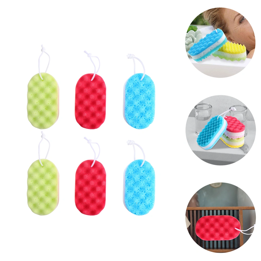 6Pcs Bathing Sponge Shower Cleaning Scrubber Bathing Exfoliating Pouf Brushes