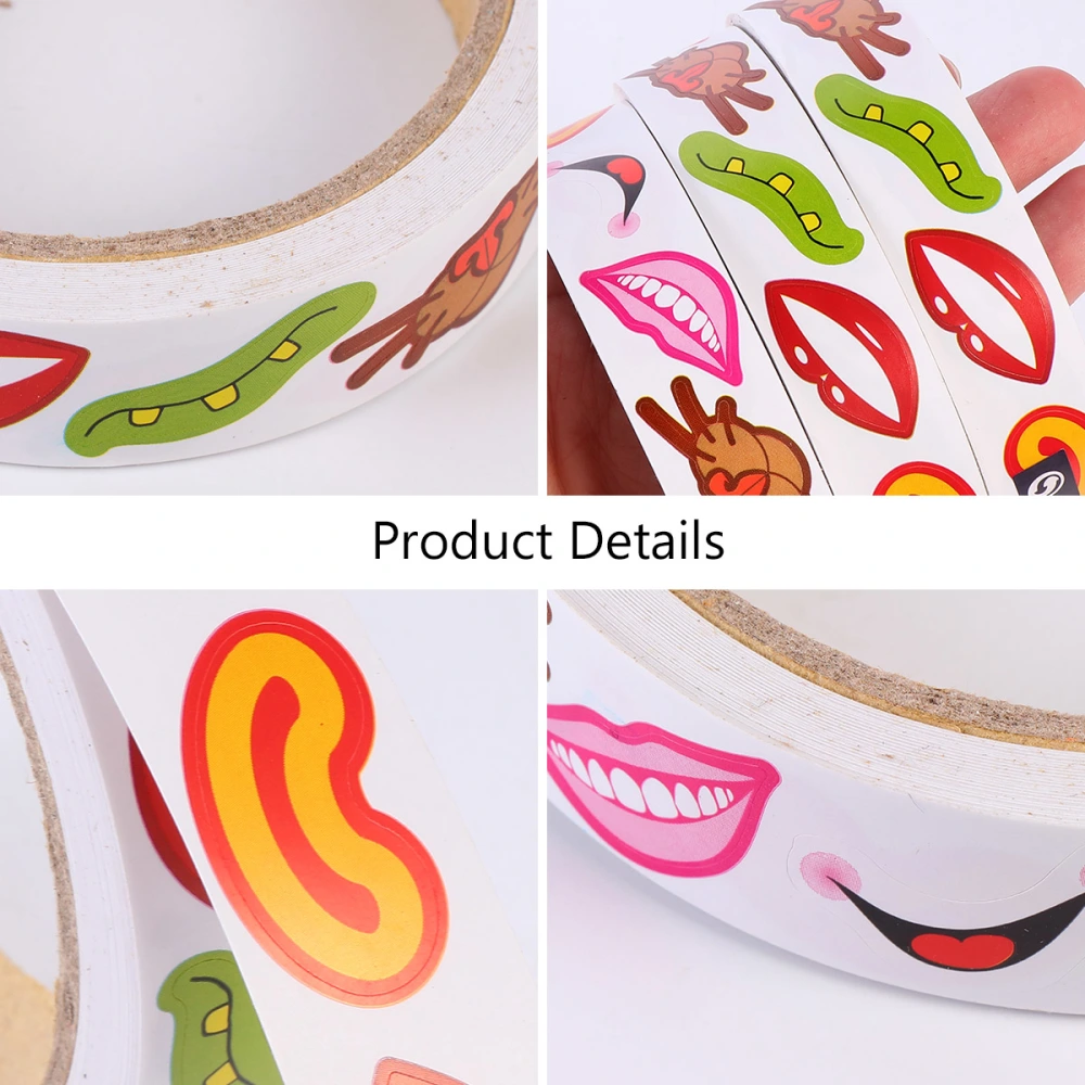 3pcs DIY Label Stickers Self-adhesive Mouth Pattern Stickers for Children