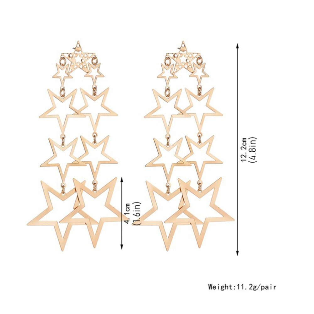 1 Pair of Simple Zircon Five-Pointed Star Ear Stud Fashionable  Earrings Decorative Ear Jewelry for Woman(Golden)