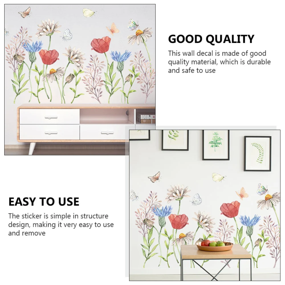 2 Sheets Indoor Wall Stickers Exquisite Flower Pattern Wall Decal Adornments