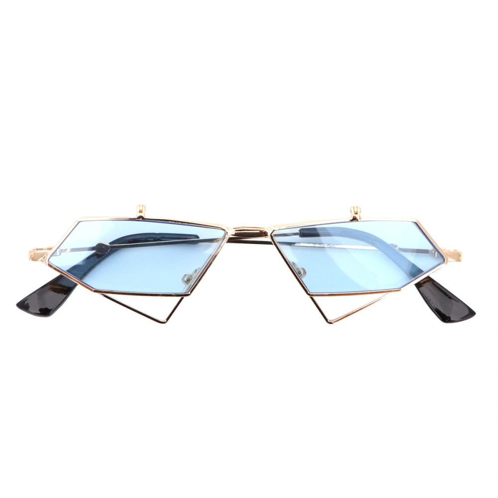 Punk Style Eyeglasses Eyewear Cat Eye Shaped Shades Fashion Sun Glasses Blue (Golden Frame)