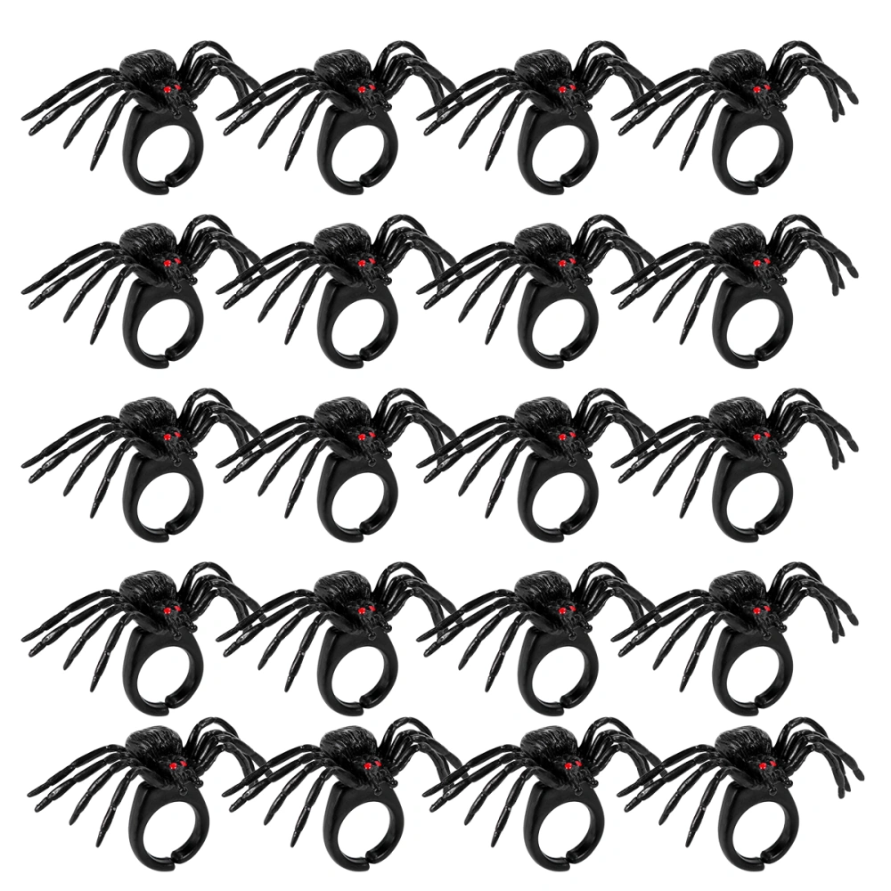 1 Set/20pcs Plastic Halloween Spider Ring Creative Finger Ring Toy (Black Spider Ring)