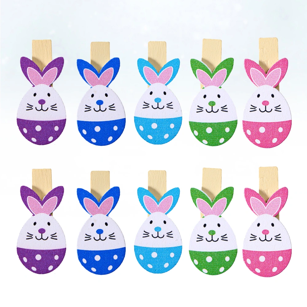 40pcs Easter Wooden Clamp Pegs Photo Clips Cartoon Rabbit Note Memo Holder for Decoration (Random Color)