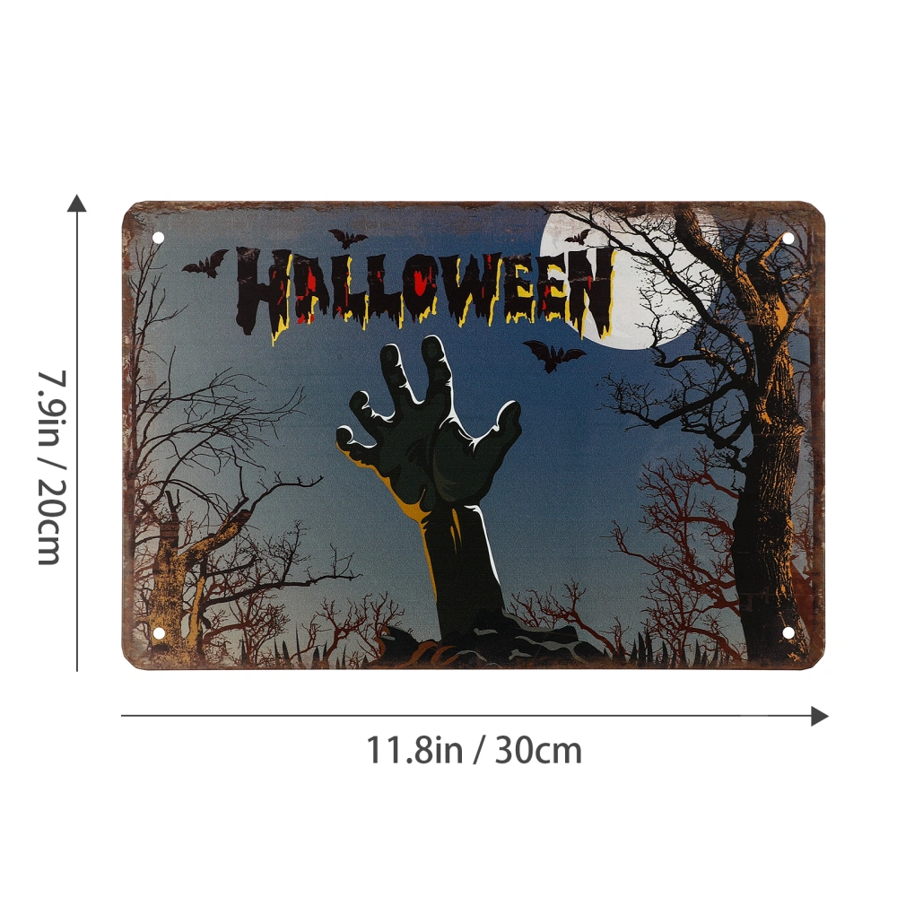 1Pc Halloween Iron Painting Scary Pattern Painting Wall Hanging Pendant