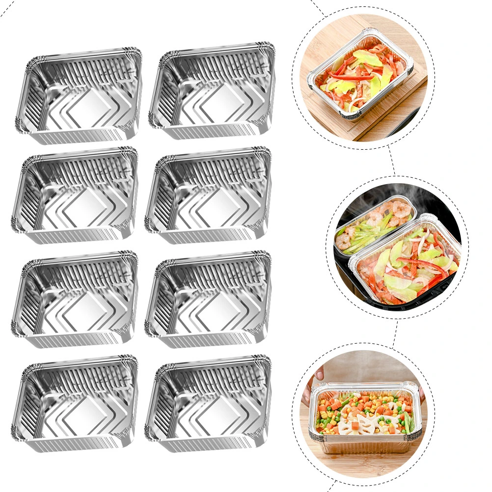 10pcs Multipurpose Tinfoil Food Pans Cooking Plates for BBQ Kitchen Gadgets (Silver)